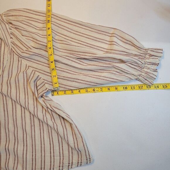 ELIZABETH AND JAMES Stripe Pintuck Peasant Blouse Top Boho Ruffle XL - Picture 14 of 14